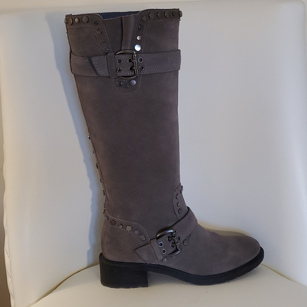 Sam Edelman Deyrn Stud Moto Gray Suede Boots - Picture 4 of 15